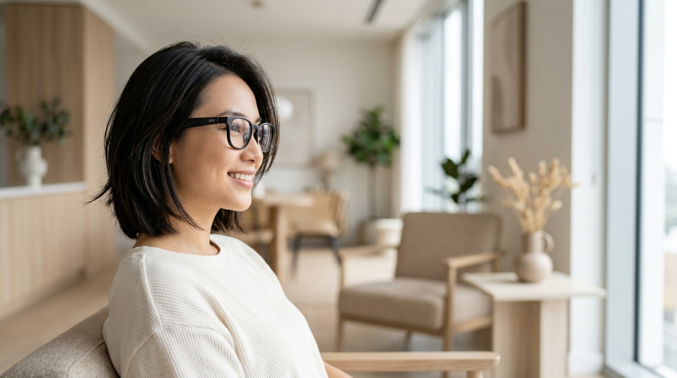 Model wearing Veanix AI Smart Glasses